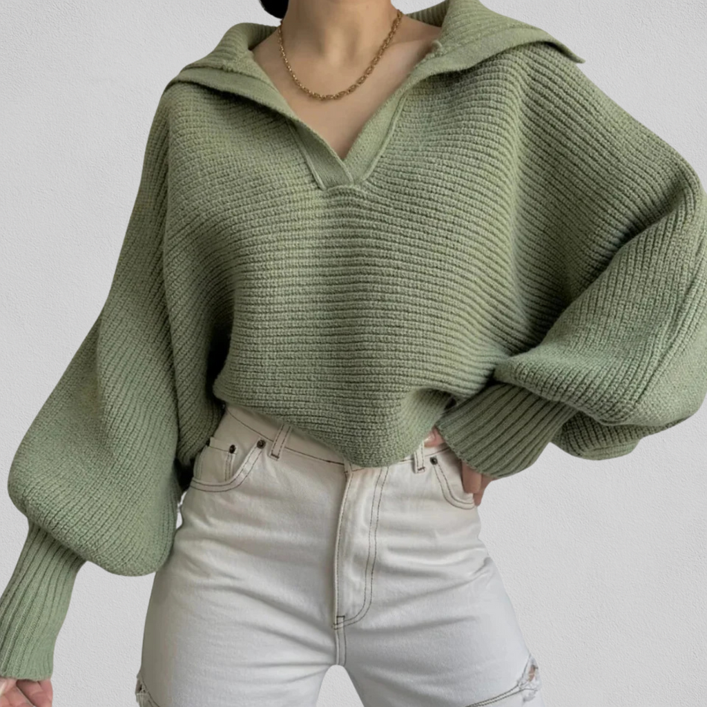 Sweater til kvinder med V-hals og løs pasform - Blød og nem