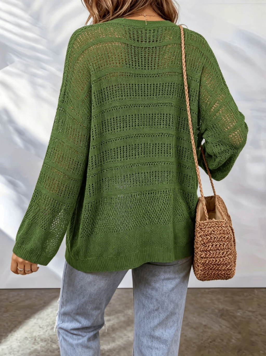 Cardigan donna traforato in maglia leggera
