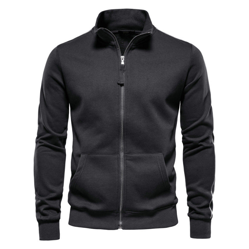 Felpa casual e calda da uomo – Giacca con collo alto cerniera e tasche