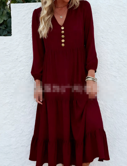Abito Midi da Donna a Maniche Lunghe con Collo Tondo – Elegante e Valorizzante