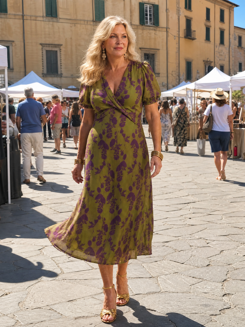 Abito midi floreale da donna a linea fluida - Casual ed elegante