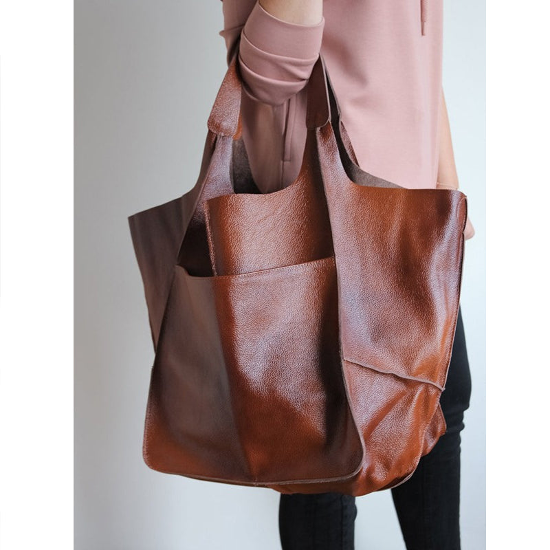 Premium oversized vintage leather women's bag - Spacious