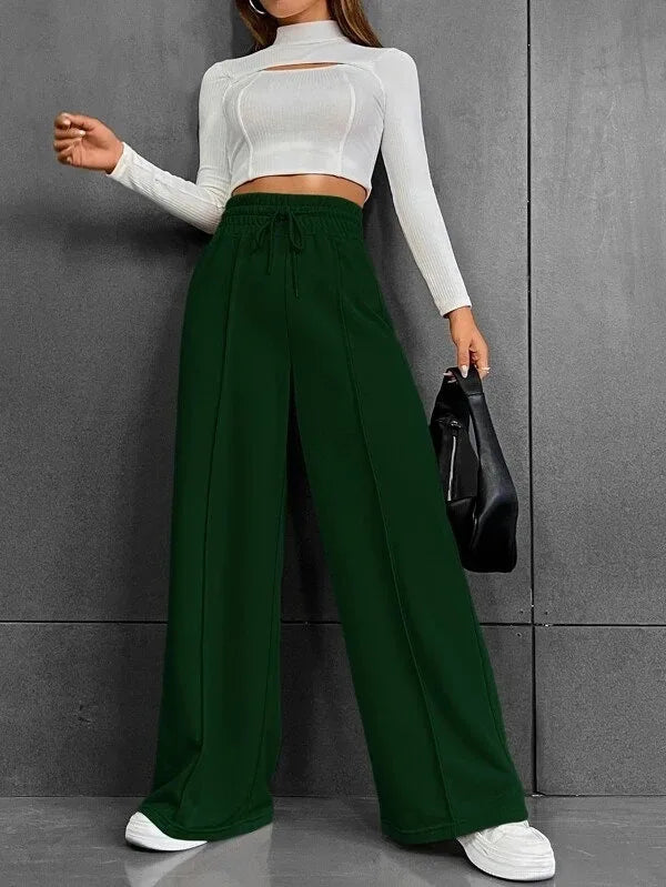 Pantaloni da donna leggeri a vita alta e vestibilità comoda – Comodi pantaloni larghi