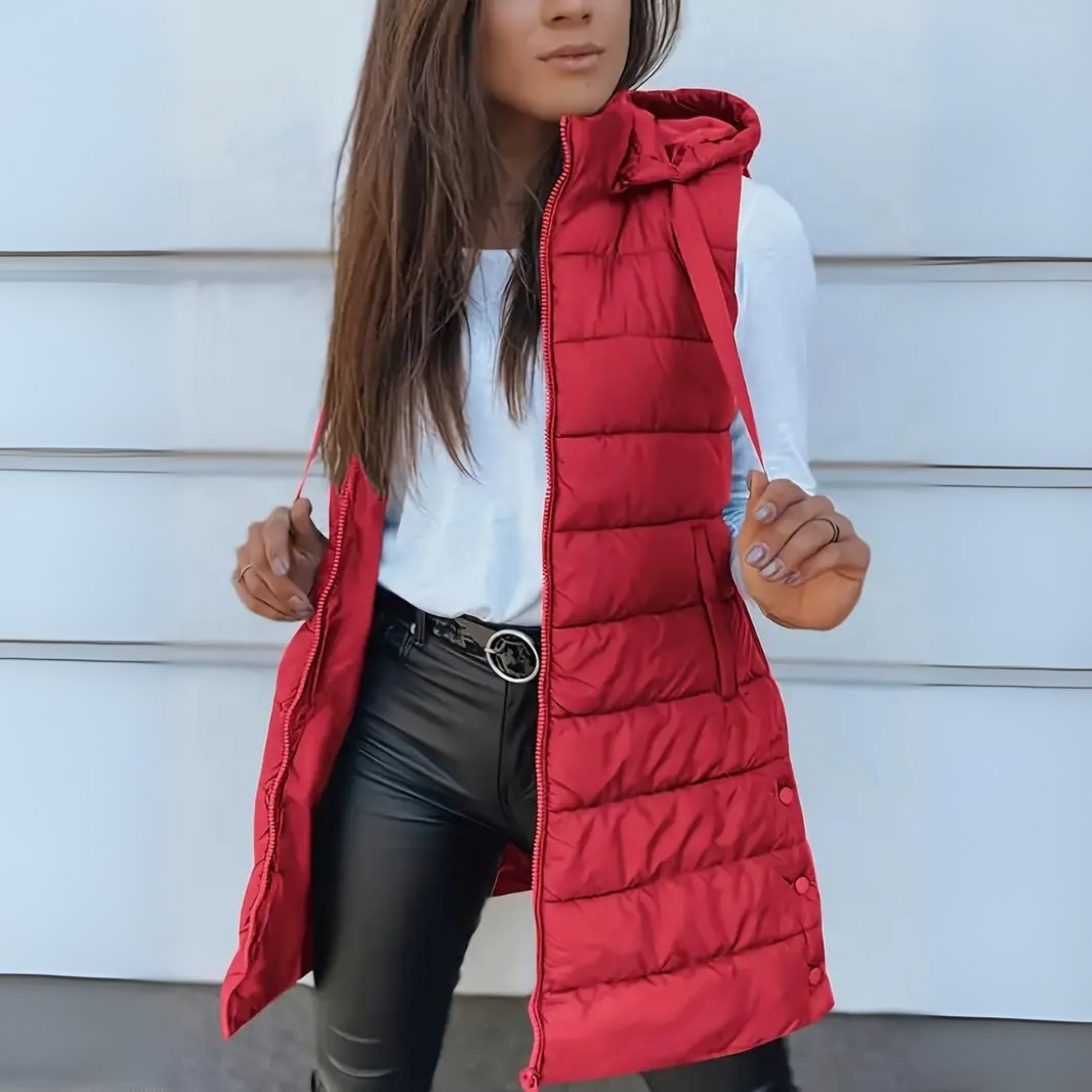 Gilet piumino lungo donna con cappuccio – Smanicato imbottito leggero per autunno e inverno