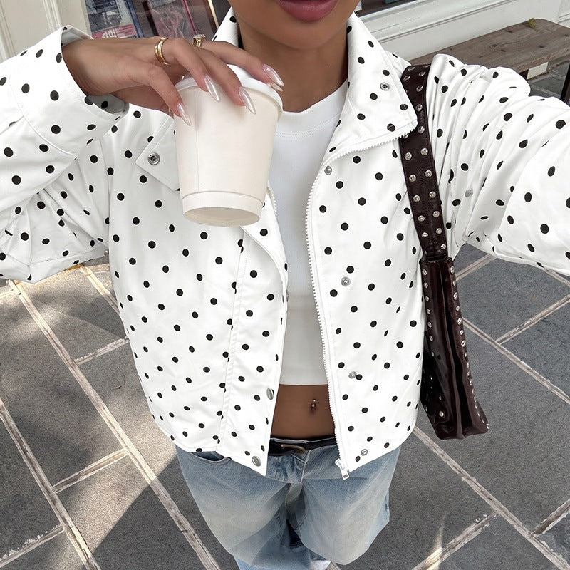 Cappotto donna a pois con maniche lunghe - Casual e leggero