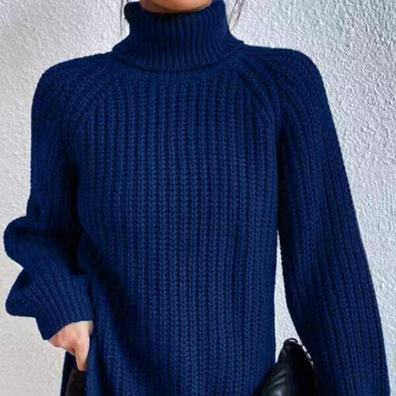 Maglione donna con collo alto e spacco – Morbido e confortevole