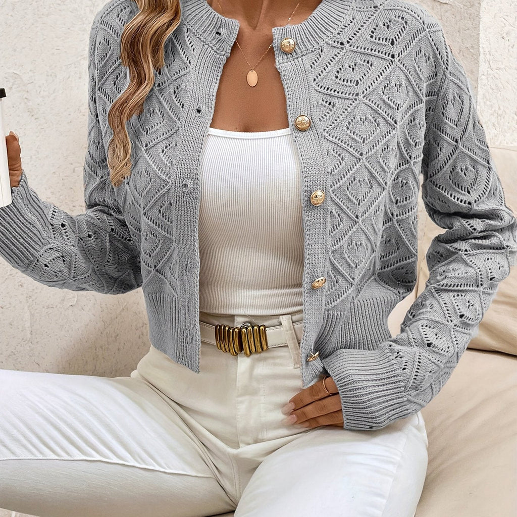 Cardigan donna traforato con bottoni - Elegante e leggero