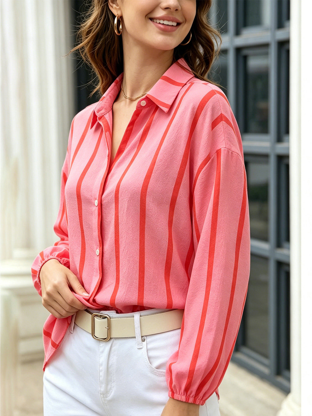 Blouse rayée pour femme à manches bouffantes - Légère et féminine