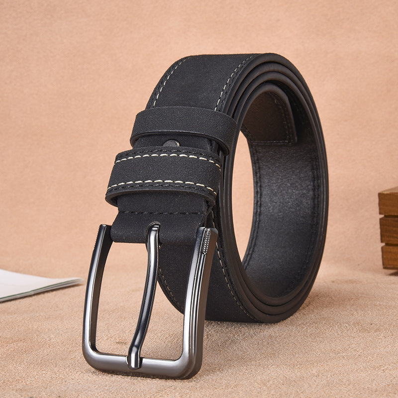 Cintura da uomo in pelle scamosciata con fibbia ad ardiglione – Stile casual e professionale resistente