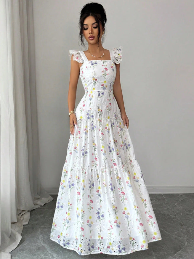 Abito donna floreale con spalline sottili stile francese - Leggero e romantico