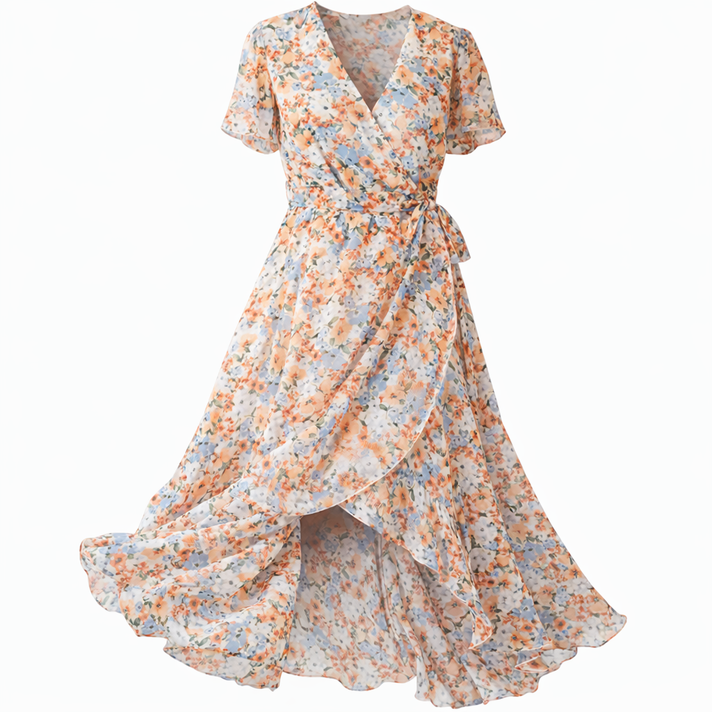 Abito midi floreale da donna – Taglio elegante e fascino romantico