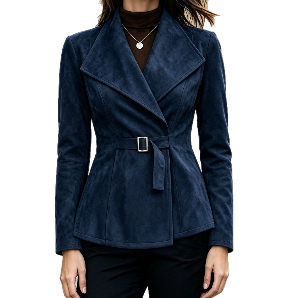 Cappotto donna effetto camoscio con revers – Elegante e di tendenza
