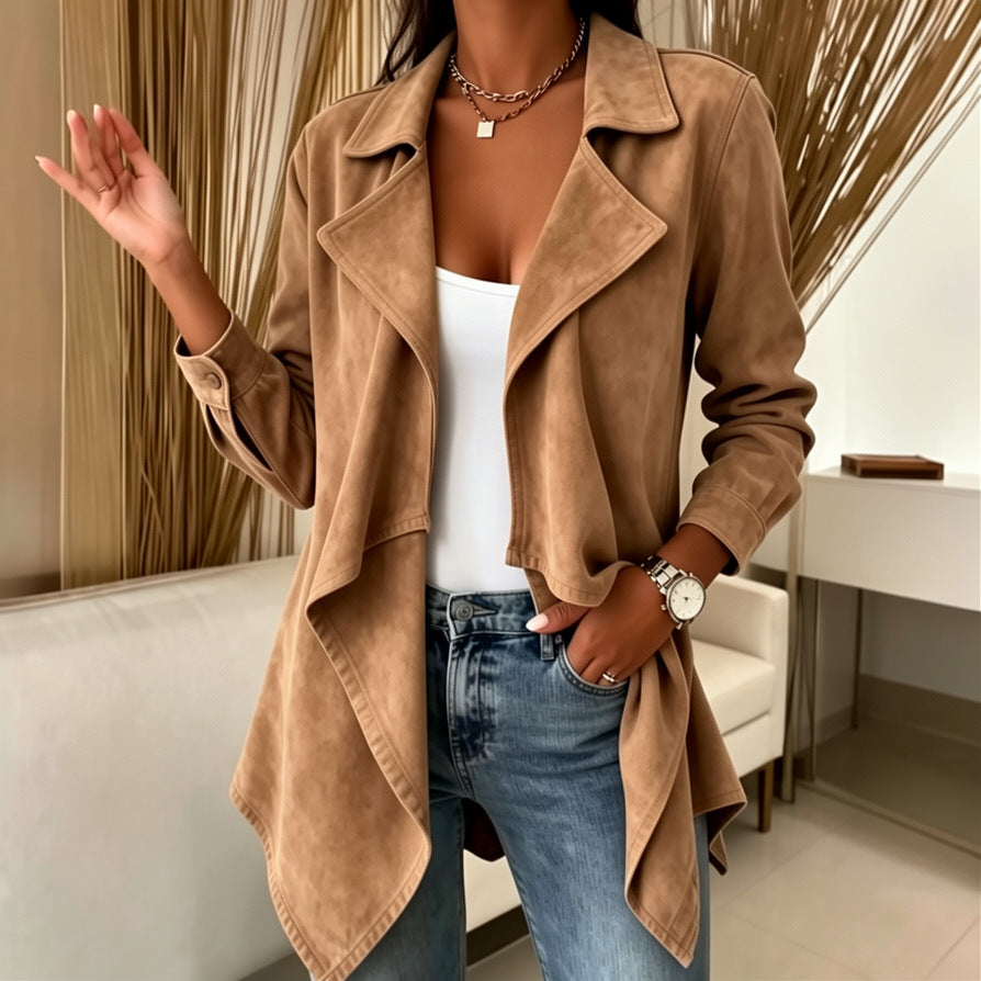 Veste mi-longue effet suède - Douce et élégante
