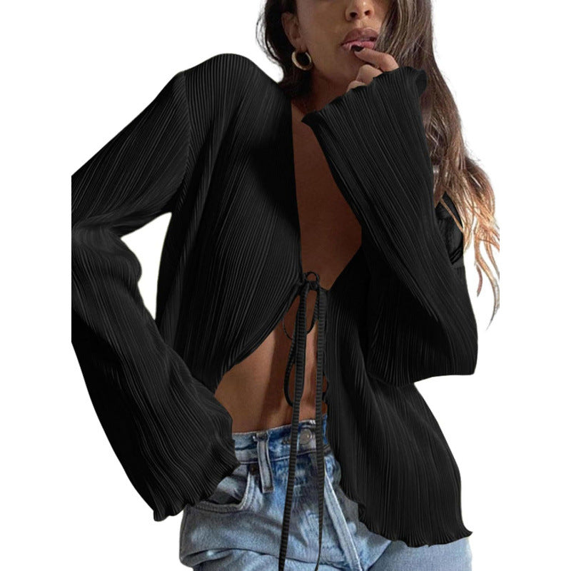 Camicia plissettata donna a maniche lunghe - Fluida ed elegante
