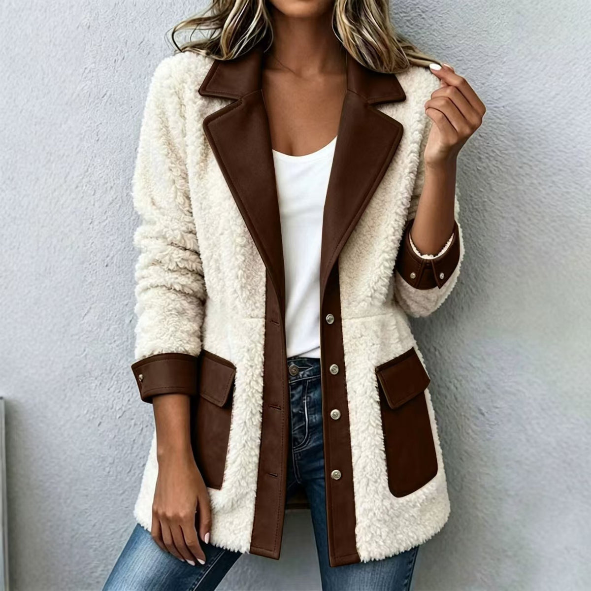 Cardigan femme patchwork en denim - Chaud et original