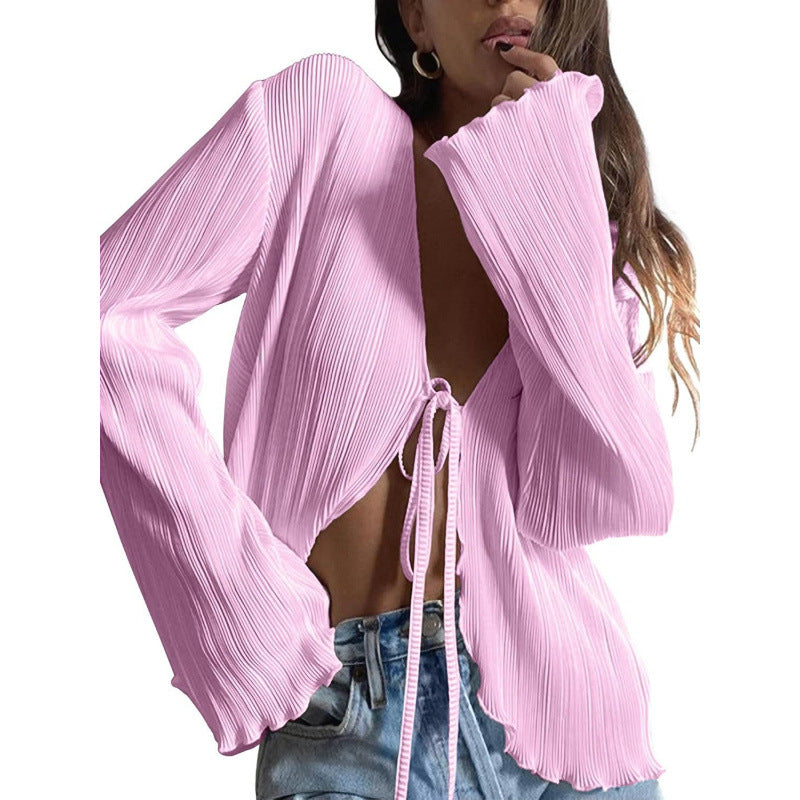 Camicia plissettata donna a maniche lunghe - Fluida ed elegante