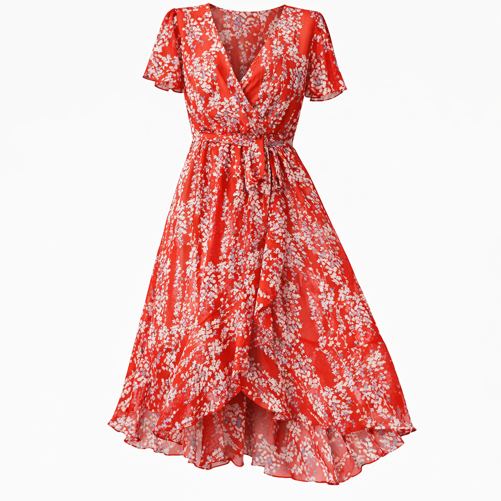 Abito midi floreale da donna – Taglio elegante e fascino romantico