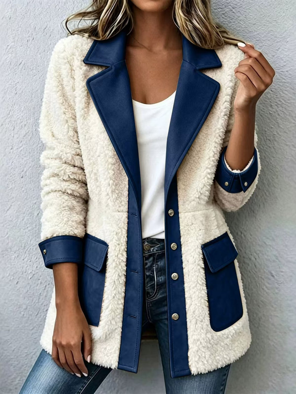 Cardigan femme patchwork en denim - Chaud et original