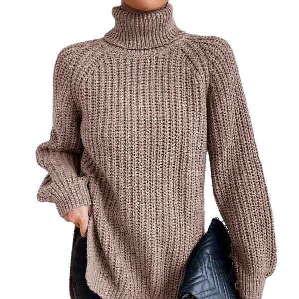 Maglione donna con collo alto e spacco – Morbido e confortevole