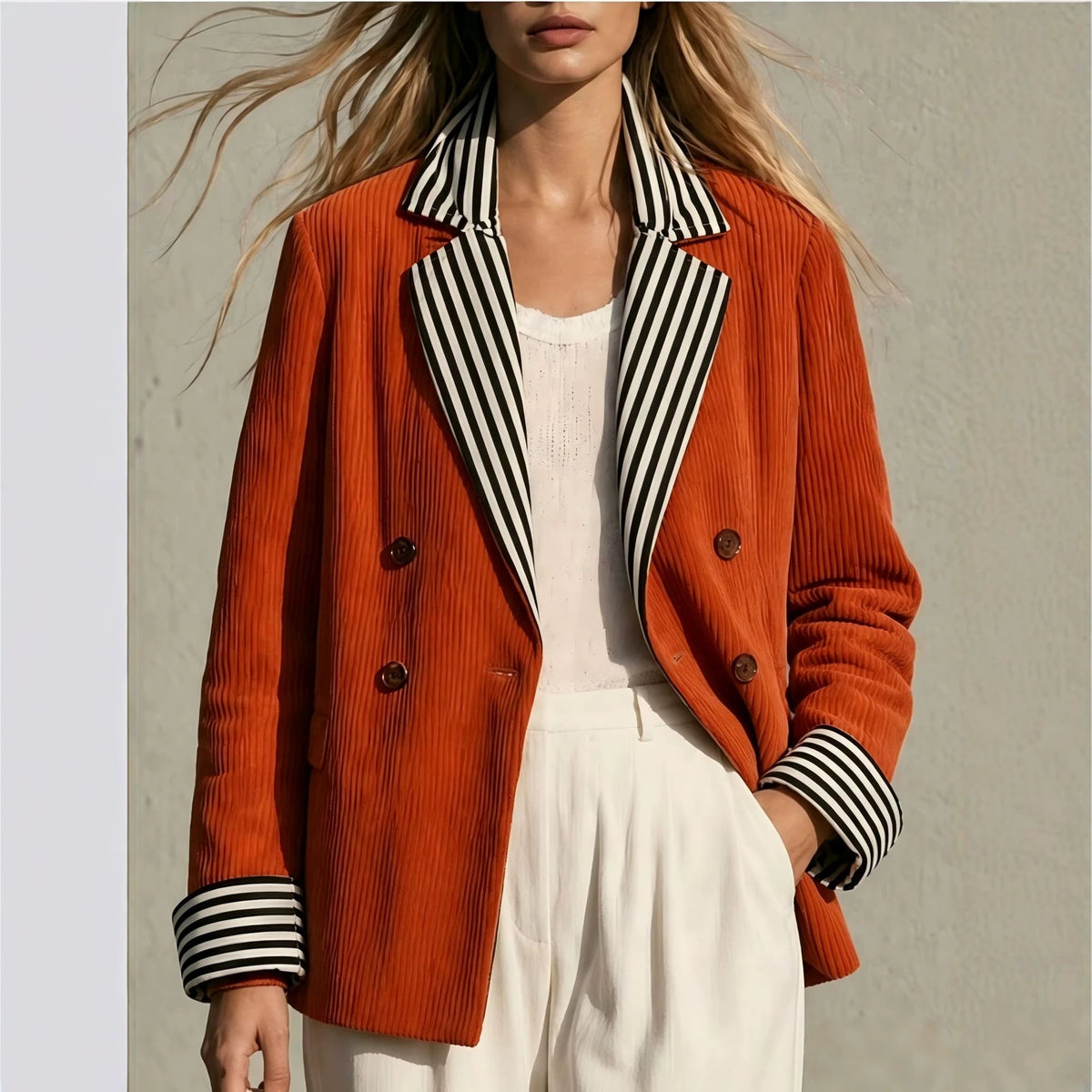 Colorblock-jakke til kvinder i orange – Retro og original