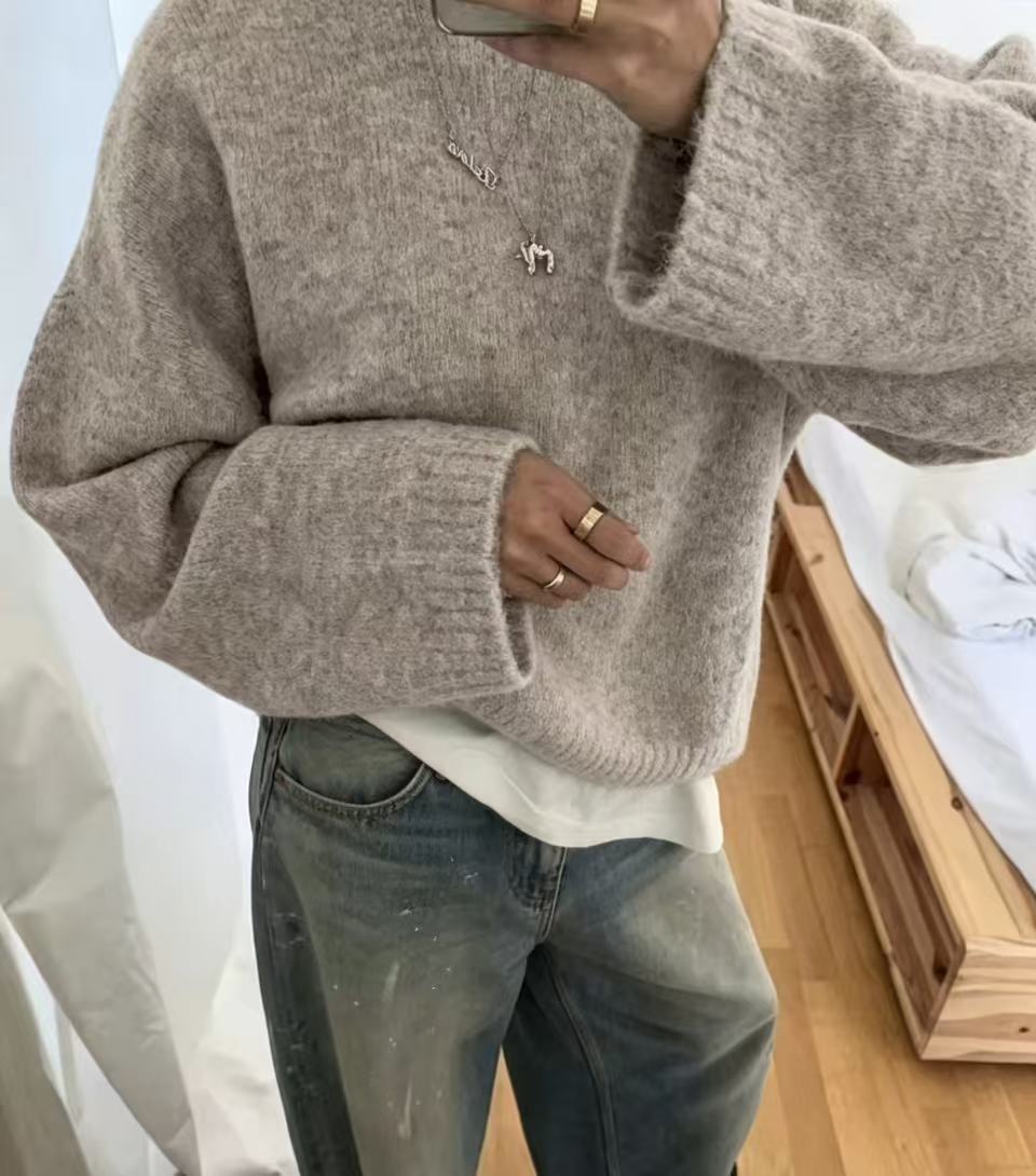 Maglione donna ampio tinta unita in maglia - Morbido e facile da indossare