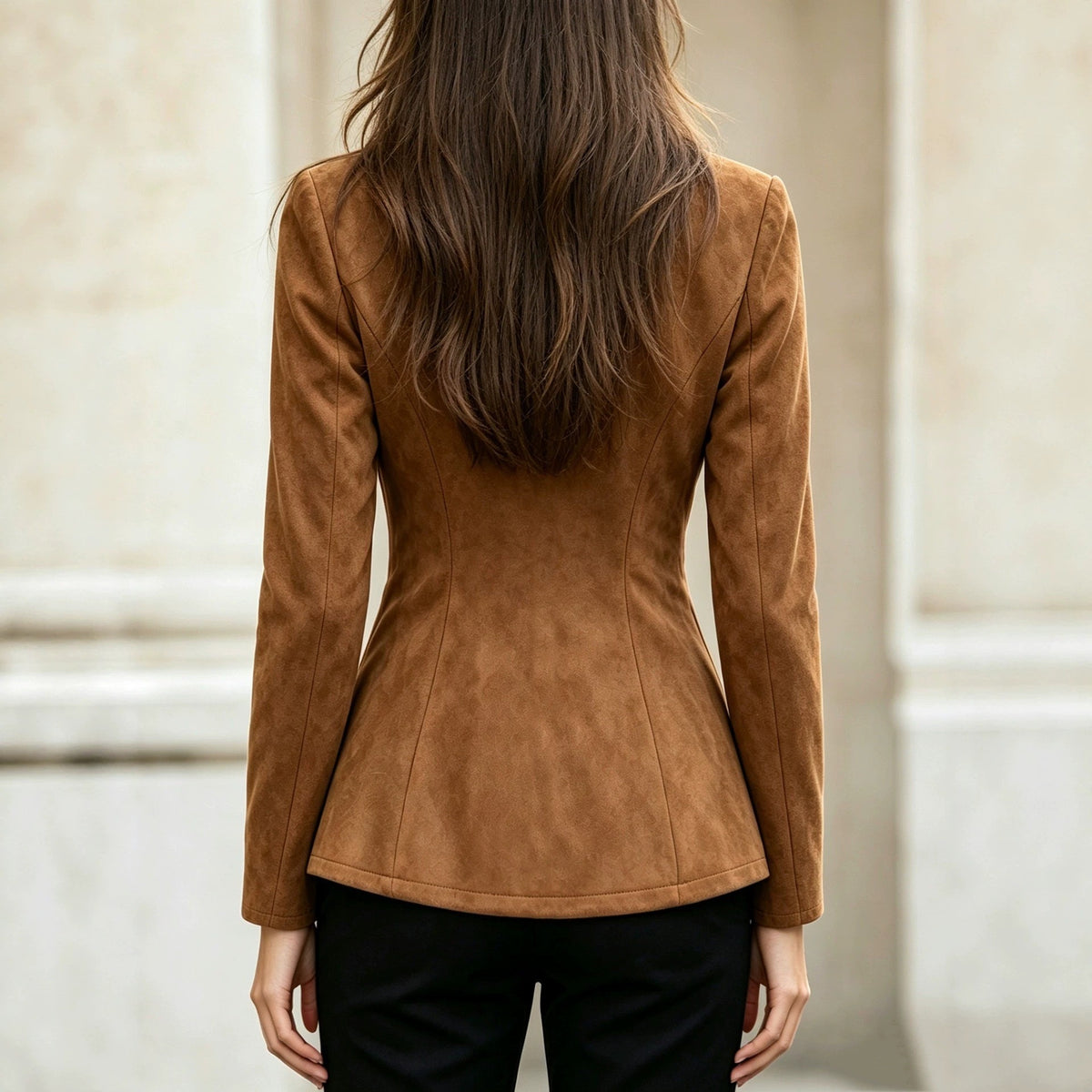 Cappotto donna effetto camoscio con revers – Elegante e di tendenza