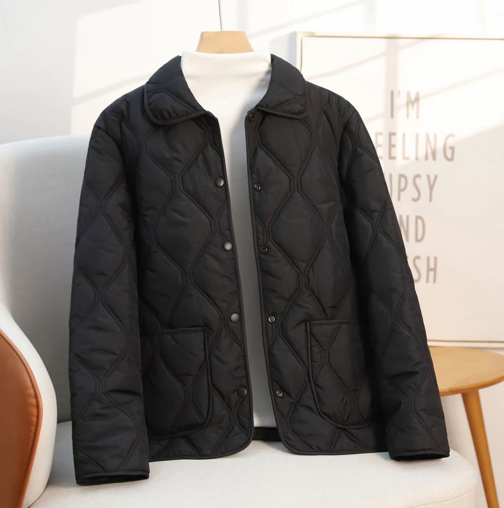 Giacca Donna Imbottita in Cotone con Vestibilità Morbida – Cappotto Corto Casual con Revers