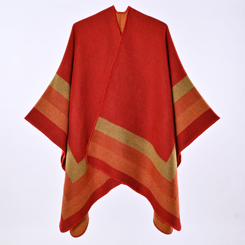 Jacquard-poncho til kvinder med kashmirlook – Chic og omsluttende