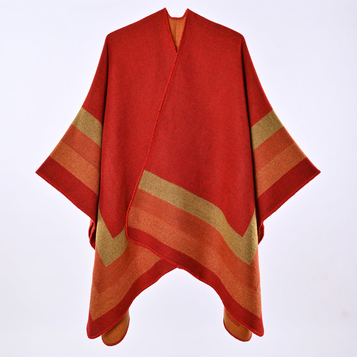 Jacquard-poncho til kvinder med kashmirlook – Chic og omsluttende