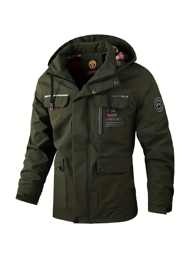Giacca invernale impermeabile da uomo con cappuccio – Giacca cargo antivento e isolante