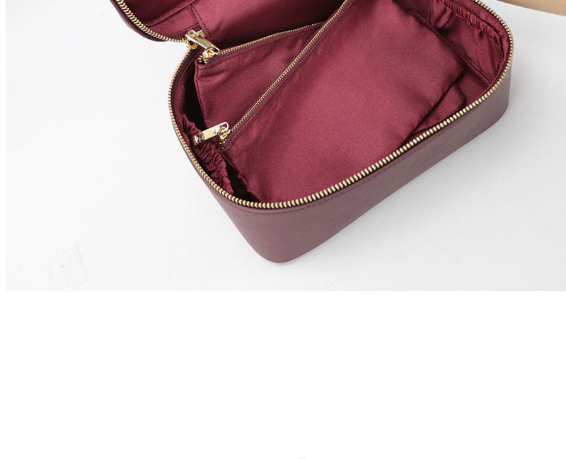 Borsa da toilette da viaggio in crosta di pelle – Borsa da toilette portatile in vera pelle