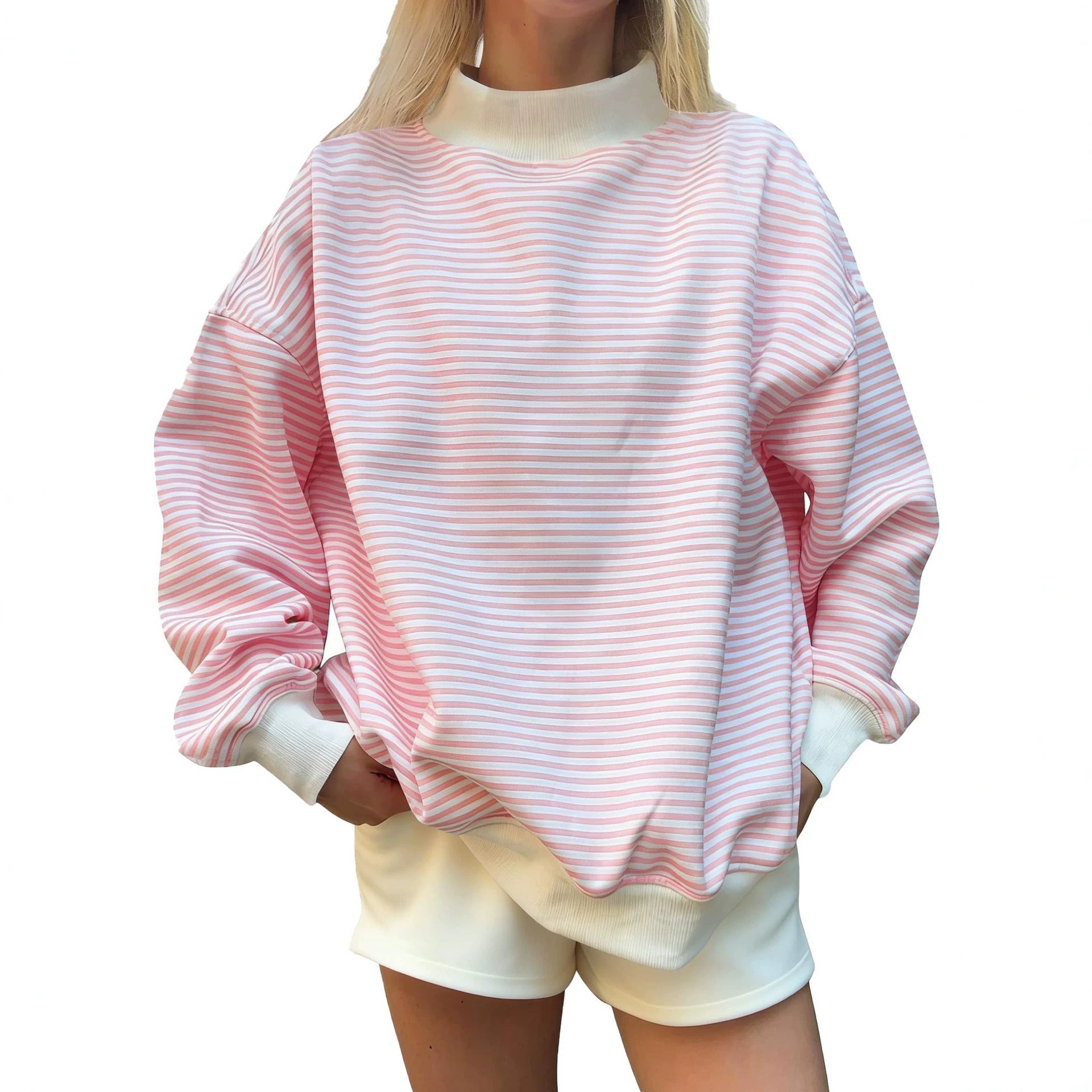 Pull femme rayé à manches longues - Décontracté, doux et automnal