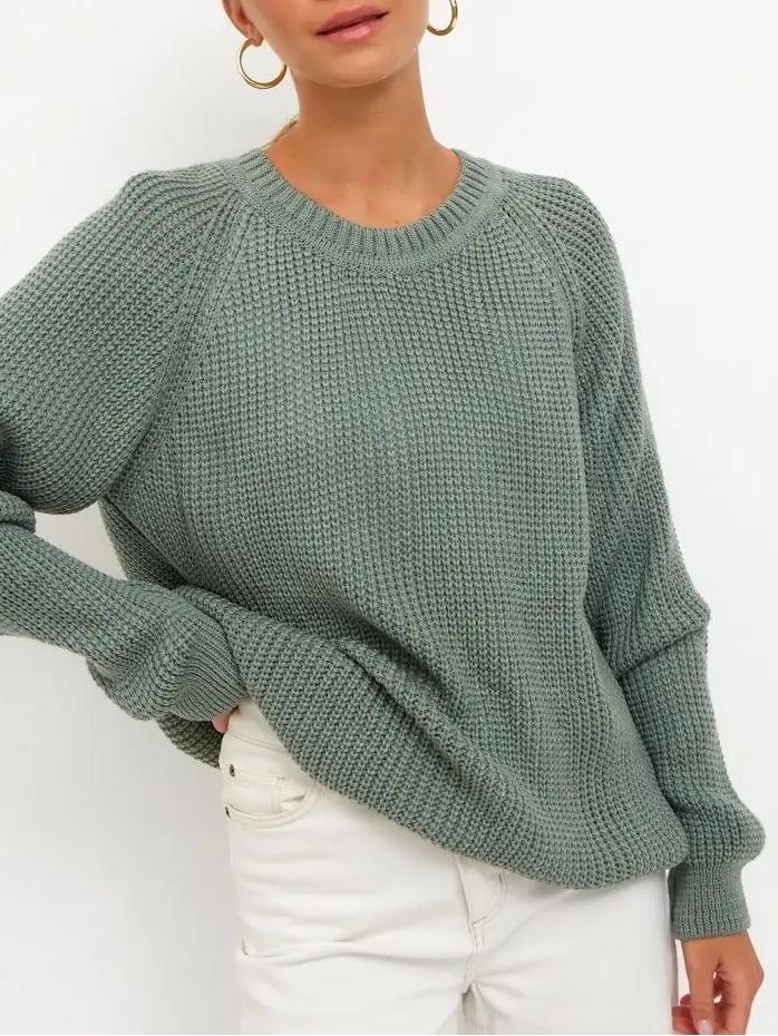 Pull femme en maille épaisse unie - Chaud, doux et polyvalent