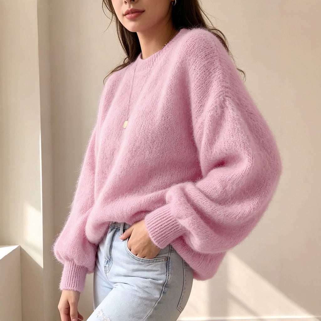 Pull femme à col rond ample - Doux et confortable