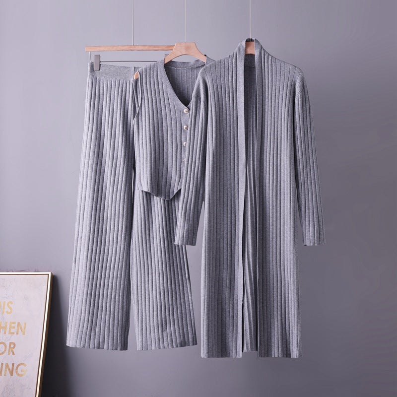 Conjunto de tres piezas para mujer: cárdigan, suéter y chaleco - Suave y coordinado