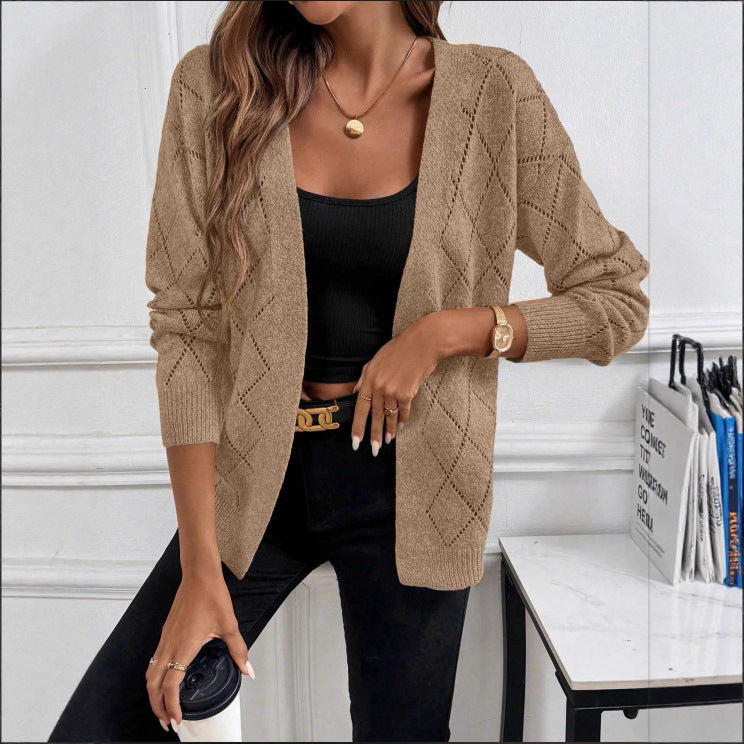 Cardigan donna traforato a maniche lunghe - Leggero ed elegante