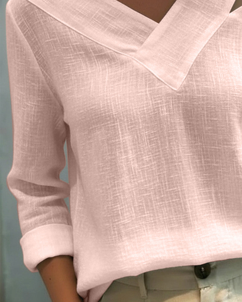 Top elegante da donna con scollo a V asimmetrico, perfetto per il lavoro e le feste