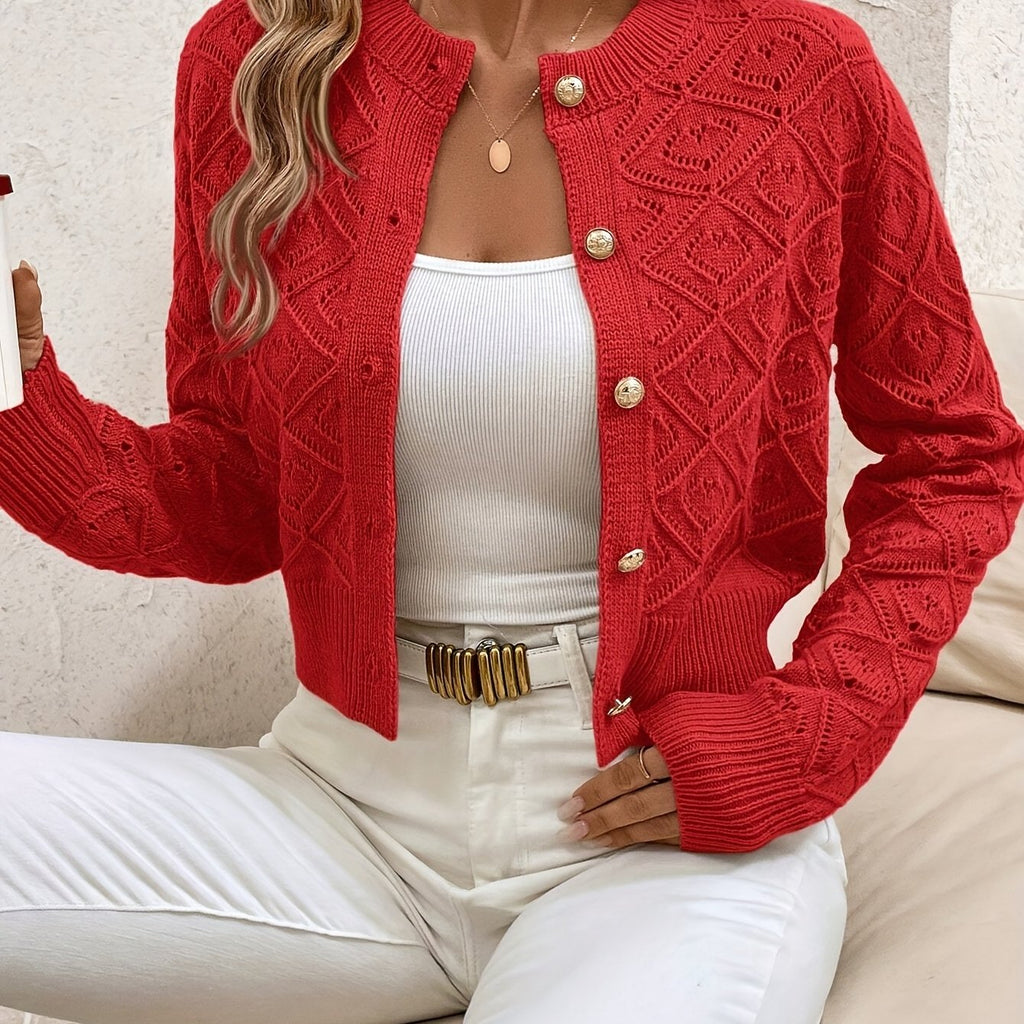 Cardigan donna traforato con bottoni - Elegante e leggero