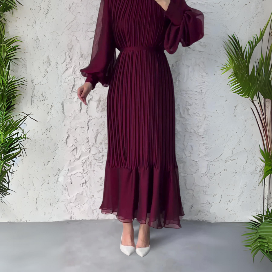 Abito elegante a pieghe da donna – Modello da sera per occasioni speciali
