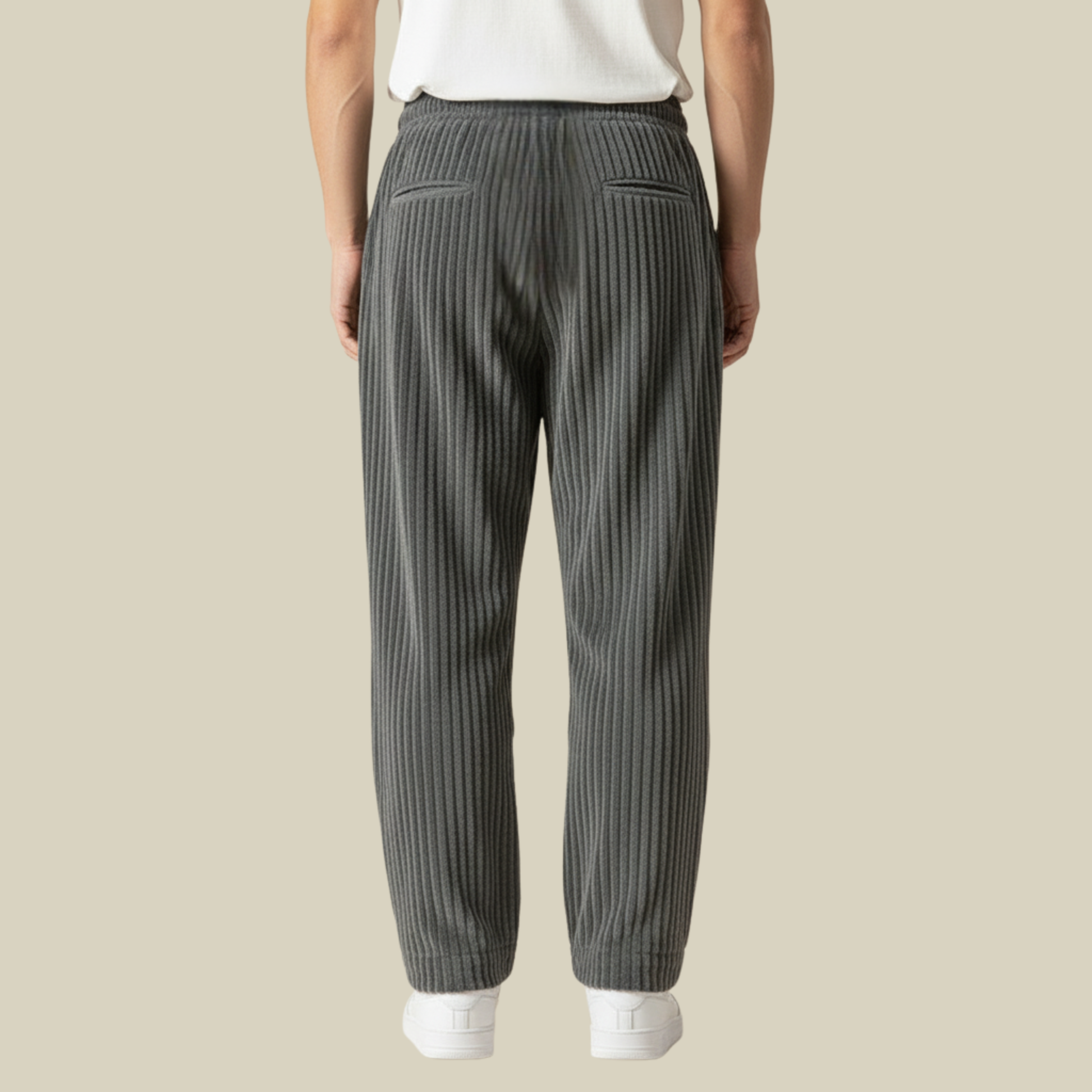 Pantaloni comodi in velluto a coste da uomo – Elastico in vita con tasche