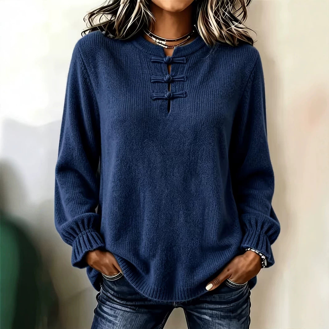 Camicia in maglia da donna con collo alto – Vestibilità casual