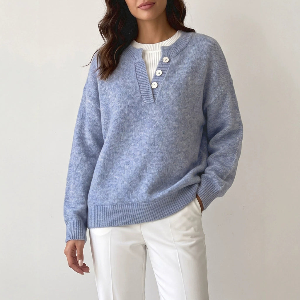 Pull femme effet deux pièces avec fermeture éclair - Moderne et enveloppant