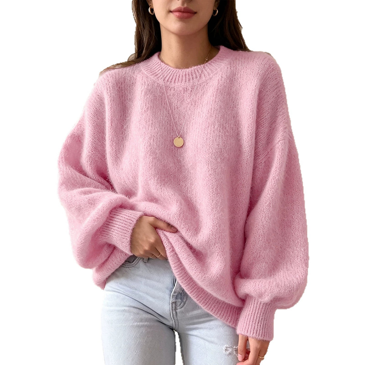 Pull femme à col rond ample - Doux et confortable