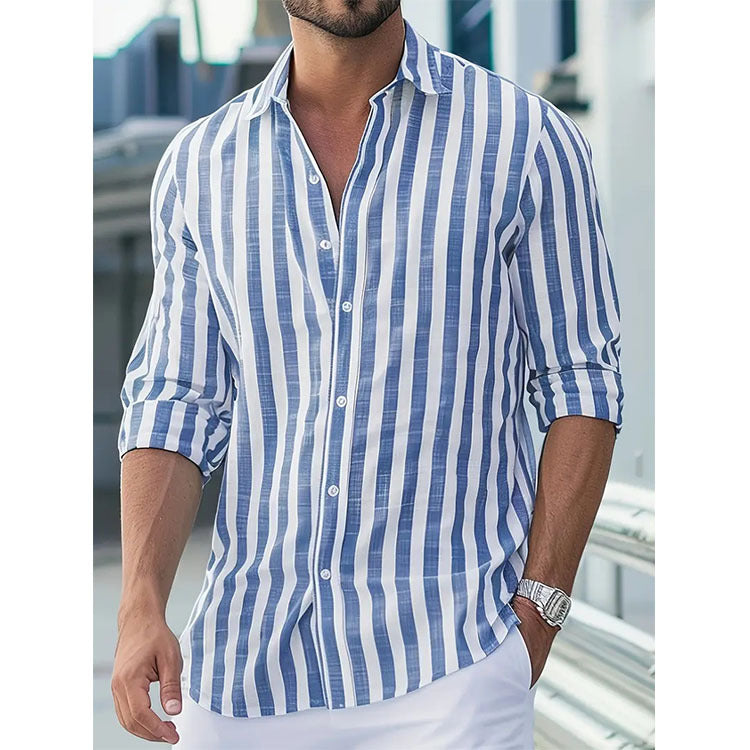 Camicia elegante a righe da uomo – Manica lunga stile casual e moderno