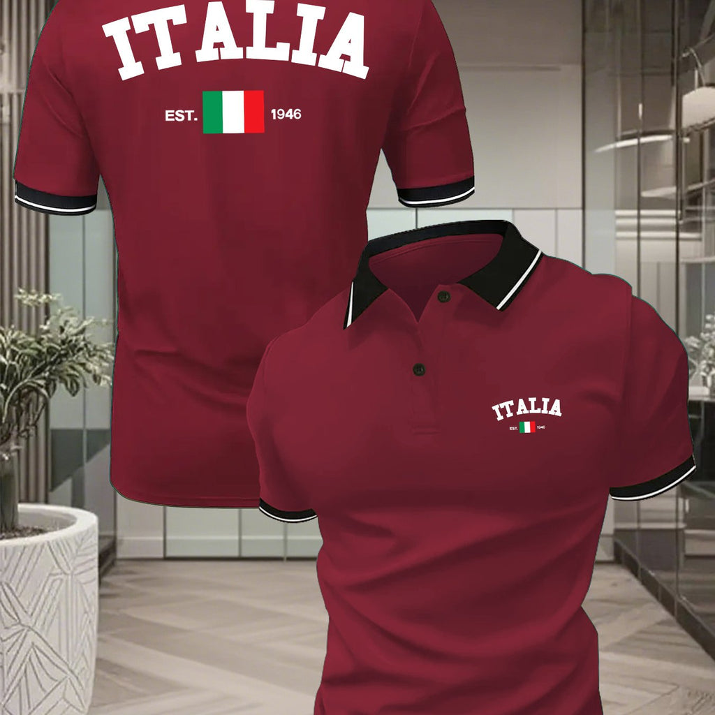 Polo uomo a maniche corte con stampa italiana - Traspirante e versatile