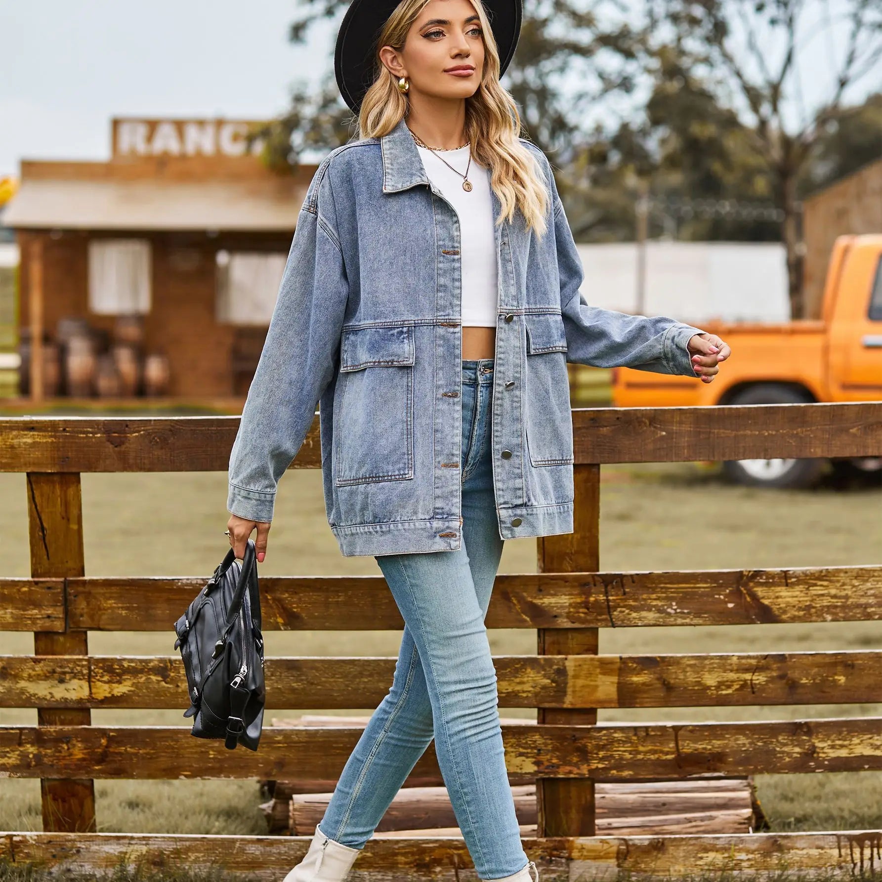 Giacca in denim oversize classica da donna