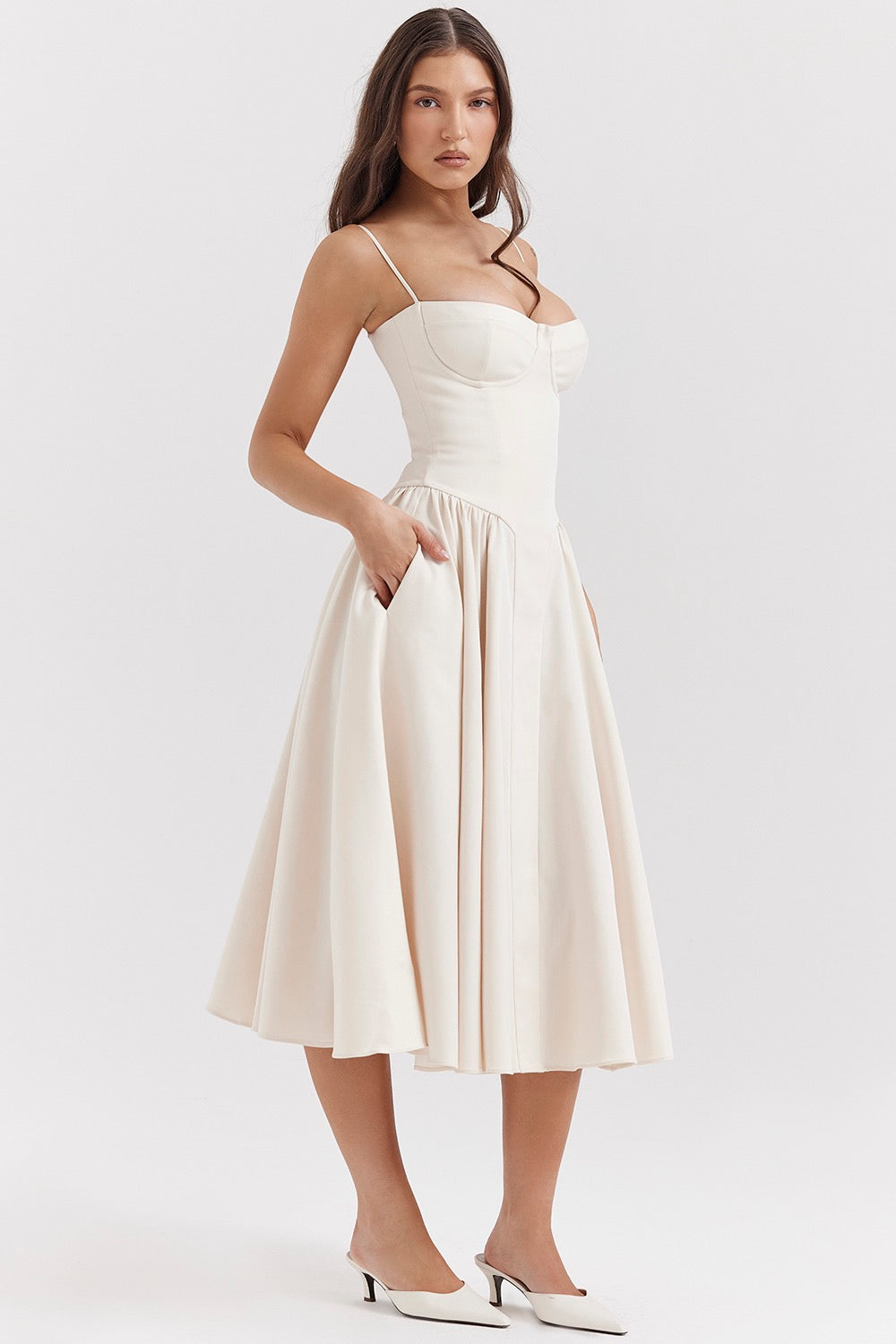 Abito Midi Corsetto da Donna con Spalline Regolabili – Elegante e Femminile