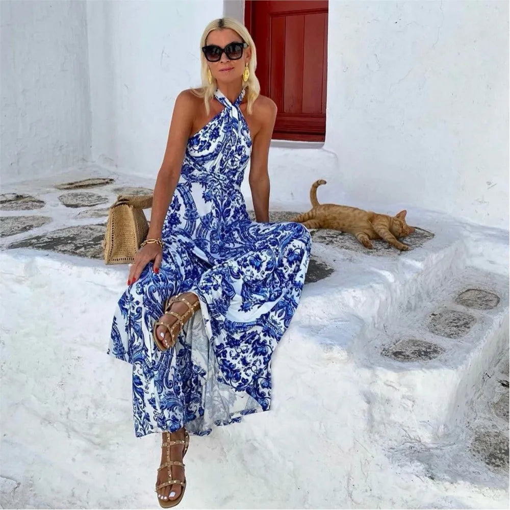 Abito halter da donna con schiena scoperta e linea fluida - Elegante e femminile