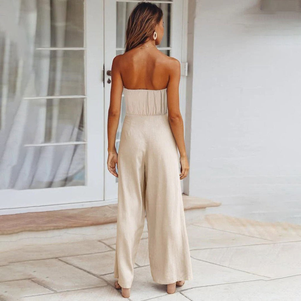 Tuta donna bustier a gamba larga – Vita annodata elegante