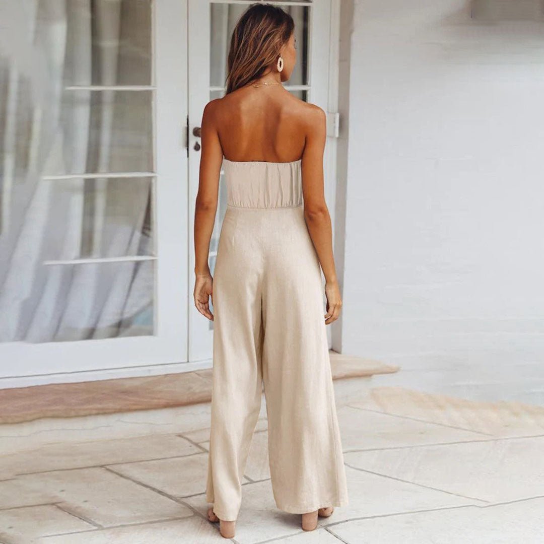 Tuta donna bustier a gamba larga – Vita annodata elegante